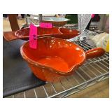 Orange Ceramic Handled Bowl