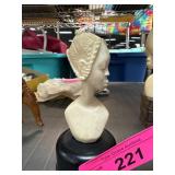 Carved African Ivory Bust on Black Base Display