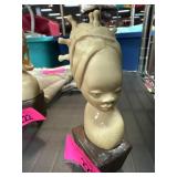 Vintage Ivory Head Sculpture with Wood Base