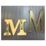 Two Decorative Letter M Plaques