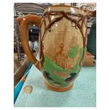 Hand-Painted Ceramic Pitcher with Castle Motif