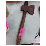 Antique Rustic Double-Bit Axe w Wood Handle