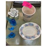 Kernewek Pottery with Blue Glass Birds