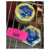 Ceramic Yellow and Blue Lidded Boxes