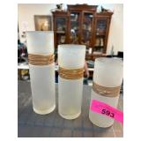 Frosted Glass Cylindrical Vases