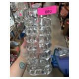 Clear Geometric Glass Vase with Textured Design