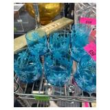 Six Blue Floral Glass Tumblers