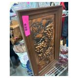 Mid Century Copper Wall Plaque With Grape Motif