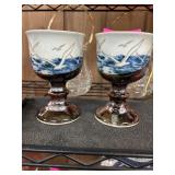 Hand-Painted Ceramic Goblets Sea Gulls