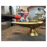 Brass Decorative Oil Lamp with Engraved Details