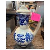 Blue And White Ceramic Pitcher With Lid