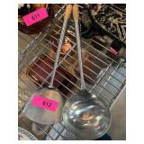 Two Metal Serving Utensils with Wood Handles