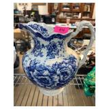 Semi-Porcelain Blue Floral Pitcher