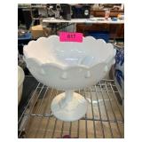Milk Glass Pedestal Compote Dish