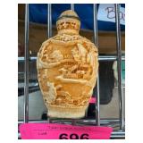 Carved Ornamental Snuff Bottle with Relief Design
