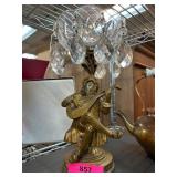 Figural Brass Lamp With Crystal Accents