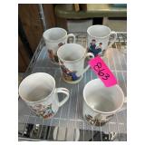 5 Norman Rockwell Ceramic Mugs