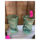 Roseville Pottery Green Lily Vases