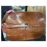 Brown Embossed Leather Shoulder Bag