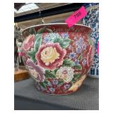 Hand-Painted Ceramic Planter with Floral Design