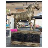 Bronze-Finish Horse Sculpture on Decorative Base