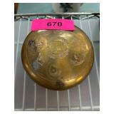Engraved Brass Lidded Box with Decorative Motifs