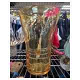 Amber Bubble Glass Vase in Murano Style