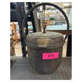 Vtg Silverplate Container w Glass Insert & Tools