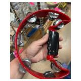 Red and Black Tambourine with Metal Jingles