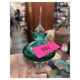Green Handblown Glass Perfume Bottle with Stopper
