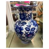 Blue and White Floral Ceramic Decorative Vase