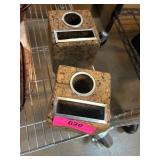 2pc Mid Century Cork & Metal Desk Accessories