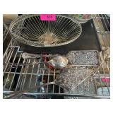 Silver-Toned Serving Pieces and Basket