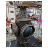 Antique Dressel Railroad Lantern Blue Red Lenses