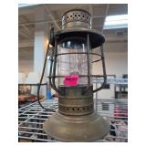 Metal Railroad Lantern with Glass Globe