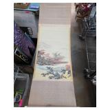 Japanese Silk Scroll in Wooden Box