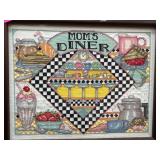 Framed Momï¿½s Diner Cross-Stitch Art
