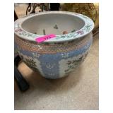 Porcelain Fish Bowl with Floral Motif