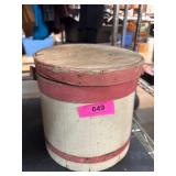 Wooden Bucket With Red Accents and Handle