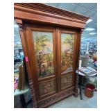 Hand-Painted Wooden Armoire Gun Cabinet