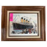 Framed Nautical Cross-Stitch Scene