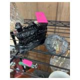 Handcrafted Coal Train Figurine and Coal Rock