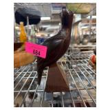 Handcrafted Wooden Bird Figurine on Base