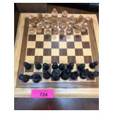 Wooden Chess Set with Boxed Chess Pieces