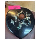 Handcrafted Lacquered Wood Box with Inlay Design