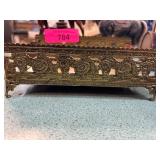 Ornate Brass Napkin Tray with Floral Motif