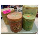 4 Vintage Balloroff Metal Tin Canisters