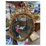 Ornate Oval Gilded Mirror With Floral Motif