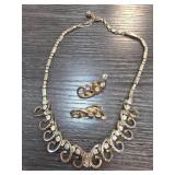 Gold-Tone Necklace and Earring Set, Marked SAC