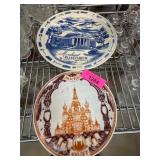 Two Decorative Plates Featuring Landmark Scenes